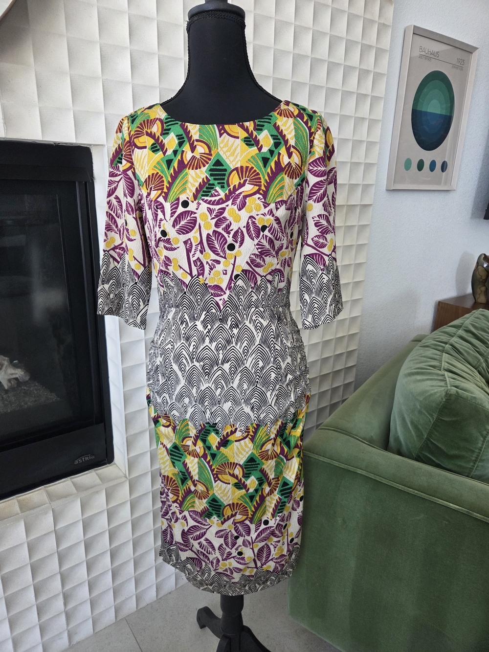Tracy Reese $398 MSRP Sold at Anthropologie Crepe Silk Combo T Back Dress Size 6